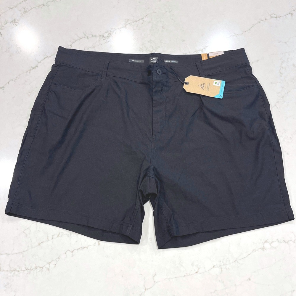 Prana Halle Short Plus II NEW Black Womens 22W x 7" Gorpcore Outdoor Stretch UPF